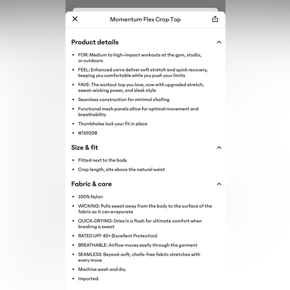 NWT Athleta LS Momentum Flex Crop Top - Garnet/X-Small - Picture 8 of 10